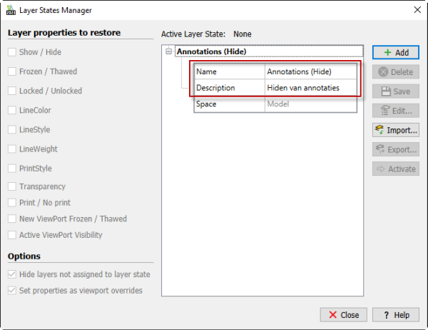 DraftSight Layer State toevoegen