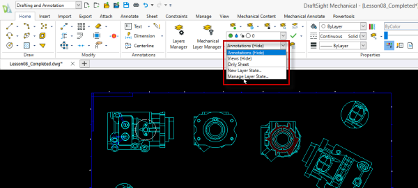 DraftSight Layer States testen close-up
