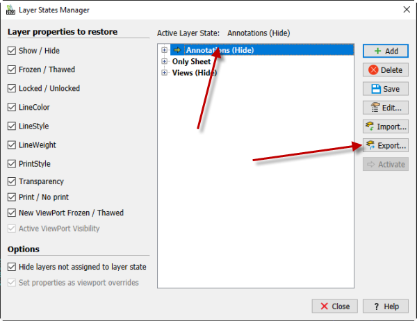 DraftSight Layer State exporteren