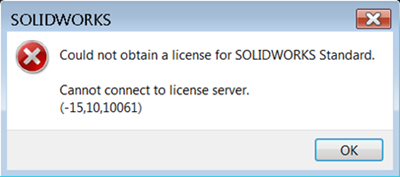 1 could not obtain a license for SOLIDWORKS Standard