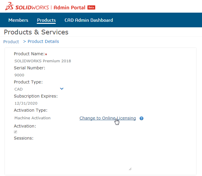 Omzetten van een SOLIDWORKS stand-alone licentie naar Online Licensing via de Admin Portal