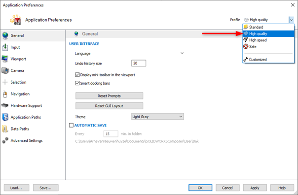 Composer settings