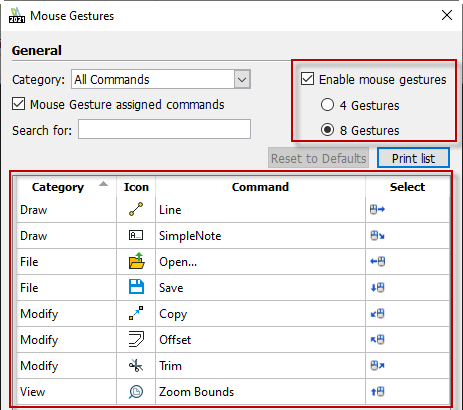 DraftSight Mouse gesture aanpassen_5