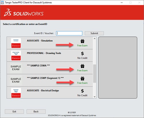 Select a certification SOLIDWORKS