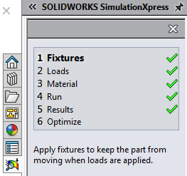 Task Pane SOLIDWORKS SimulationXpress