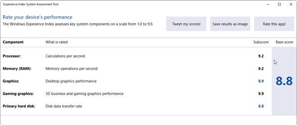 Windows Prestatie Index