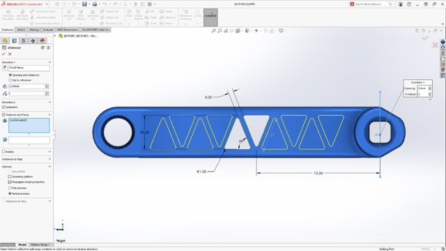 SOLIDWORKS2024 - Symmetric Linear Pattern