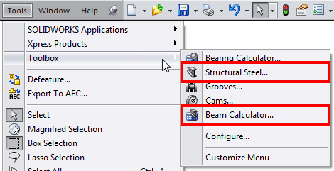 1_Structural_Steel_Beam_Calculator_menu